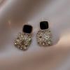 2026 New Unique Mosaic Zircon Black Oil Drip Simple Earrings Women Personality Fashion Earrings Wedding Jewelry Birthday Gifts