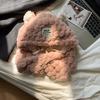 Bear plush hat scarf integrated women's autumn and winter thickened warm ear protection riding shows small face