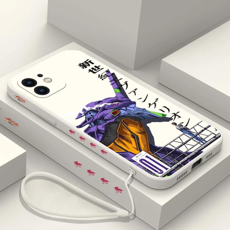 Husa de telefon NEON GENESISES EVANGELIONS EVA pentru iPhone 15 14 13 12 11 Pro Max Mini X XR XS MAX SE20 8 7 Plus cu curea de mână