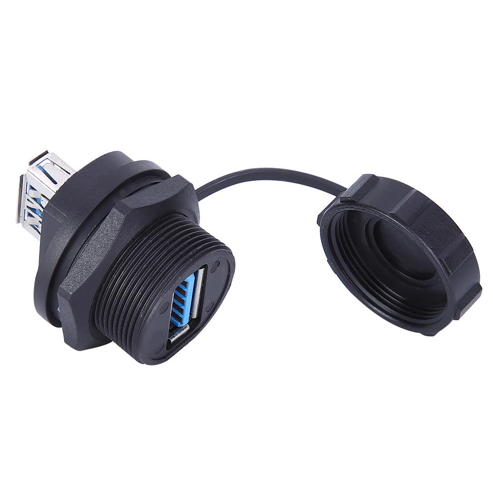 Waterproof USB Connector Copper Contact PA66 Insulator USB3.0 Double Female Dustproof Cover