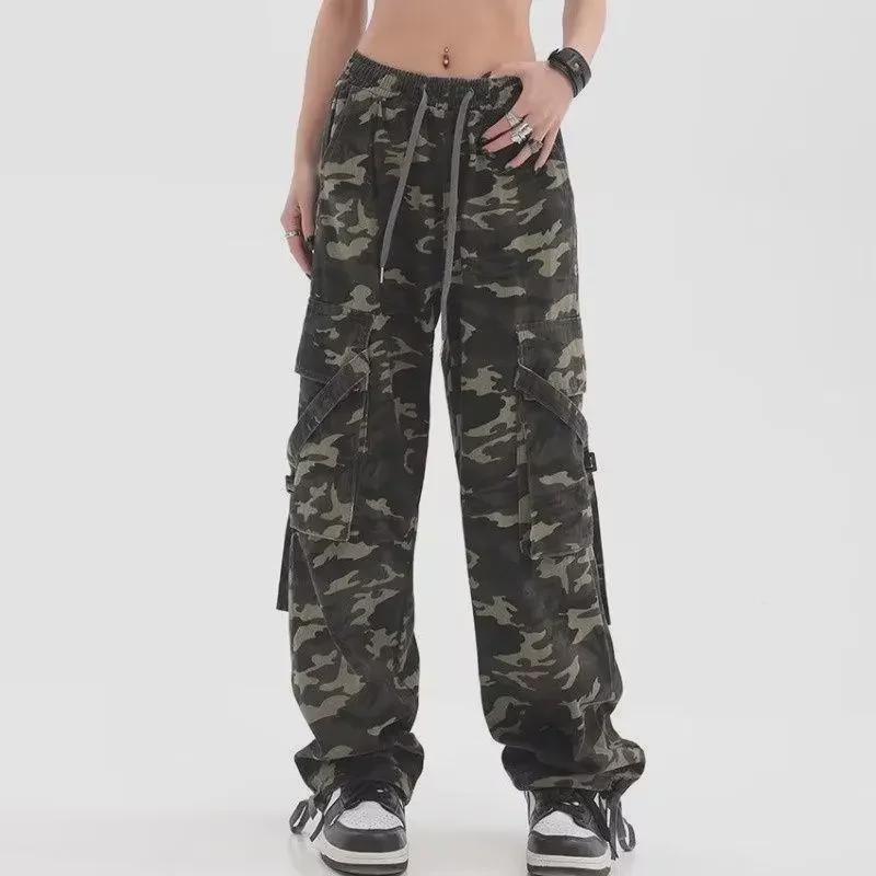 2025 High-Waist Camouflage Denim Freizeithose: Trendiger Unisex-Stil für den Alltag.