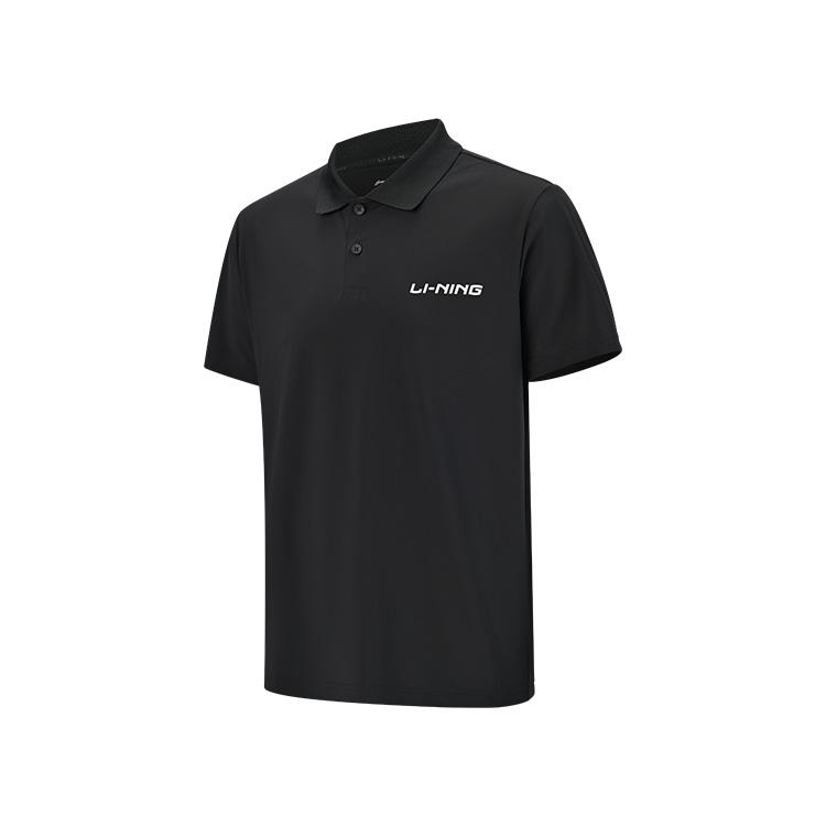 Li Ning Tischtennis Serie Bedrucktes Lässiges Vielseitiges Bequemes Kurzarm Poloshirt Unisex Poloshirts Schwarz APLV545-1