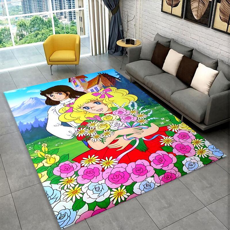 Cute Candy Candy Girl Cartoon Carpet Rug for Playroom Bedroom Living Room Sofa Home Decor,kid Game Area Rug Non-slip Floor Mat