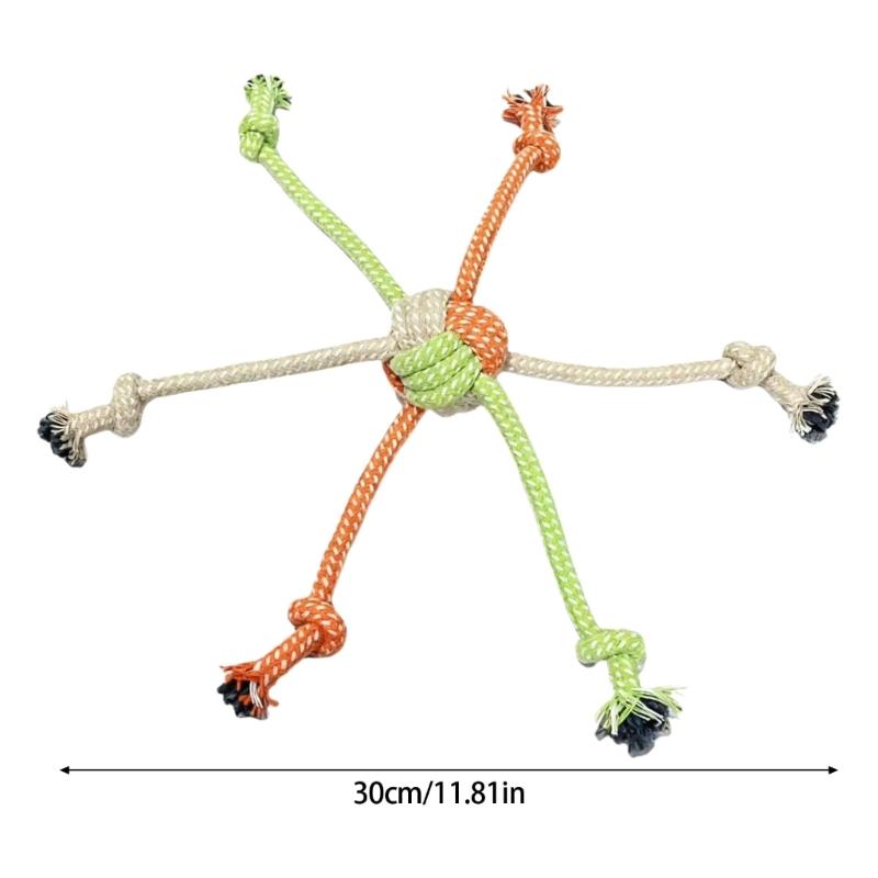 Interactive Dog Chew Rope with 6 Head Design Promotes Gums Health and Indoor Outdoor Entertainment Activity Tug Toy