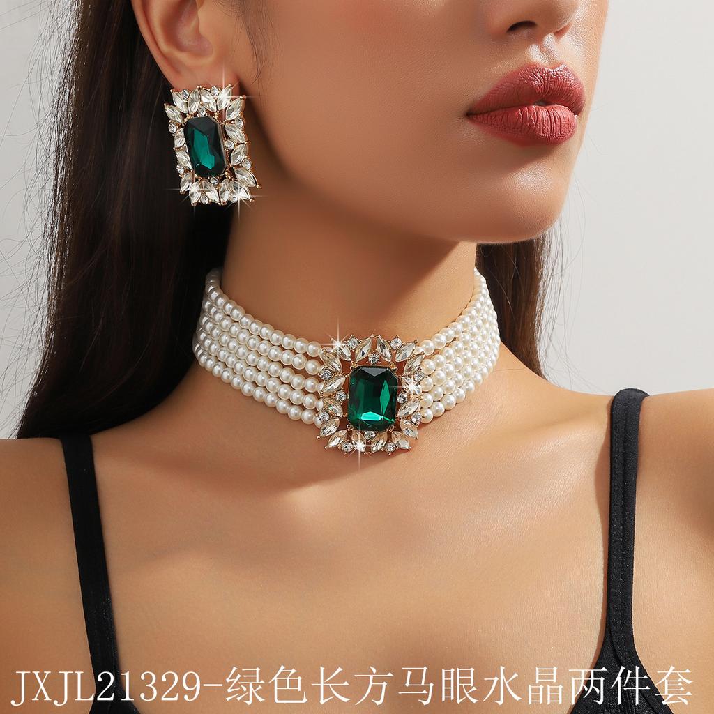 Koreanische Retro-Perlen-Diamant-Fransen-Halskette Internet-Berühmtheit Temperament Designgefühl Blume Schleife Schlüsselbeinkette Halskette weiblich