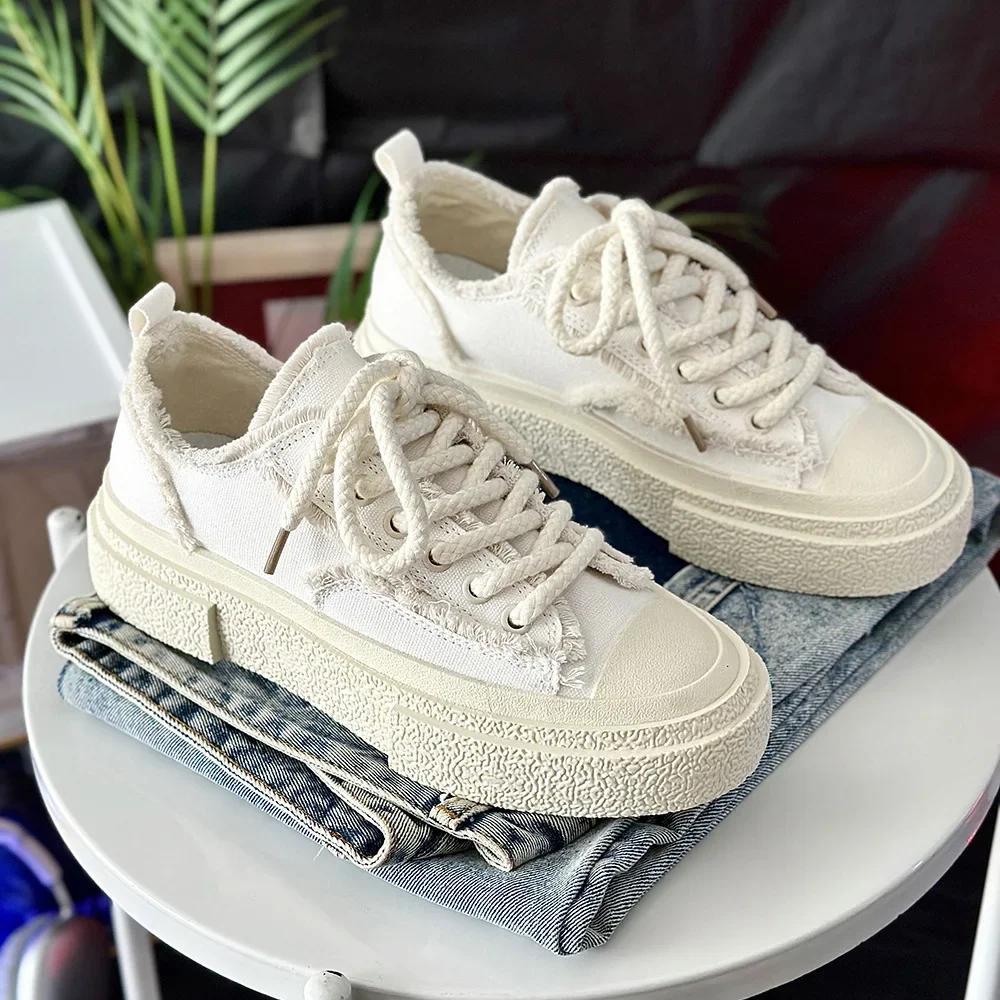Fashion 2024 Latest Men's and Women's Fashion Trendy Canvas Skateboarding Shoes Comfortable Thick Bottom Couple's Casual Sports Shoes