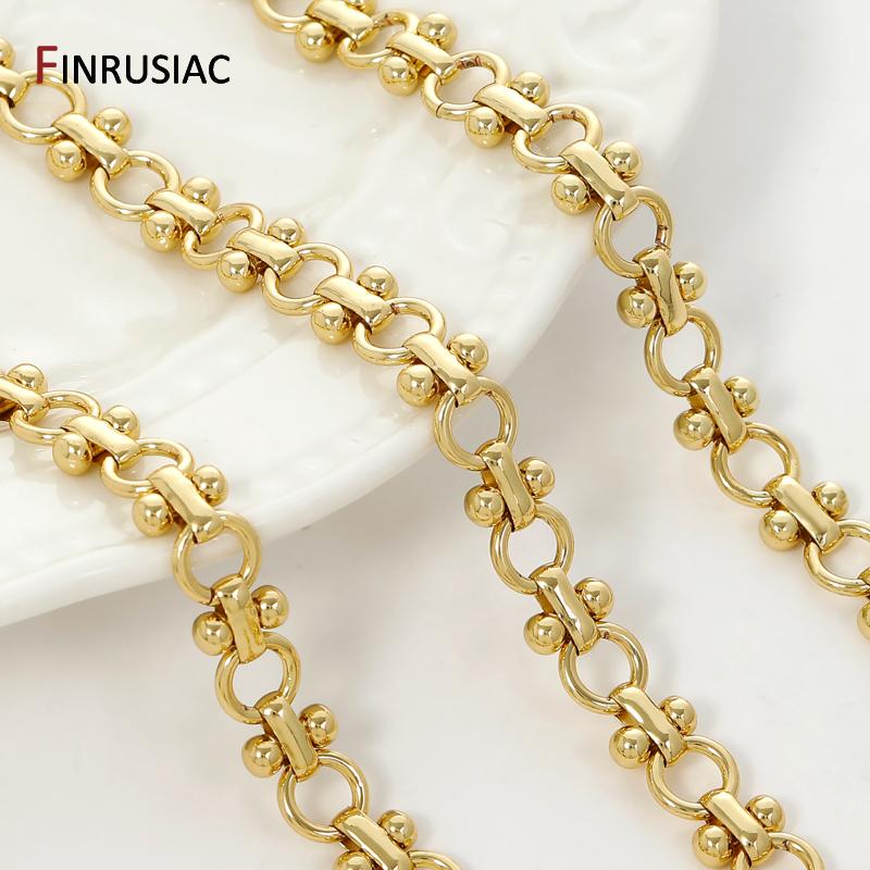 18K Gold Plated Brass Heavy Thick Chain for Jewelry,Punk Round Link Chain for DIY Necklace Bracelet Making Supplies Accessories