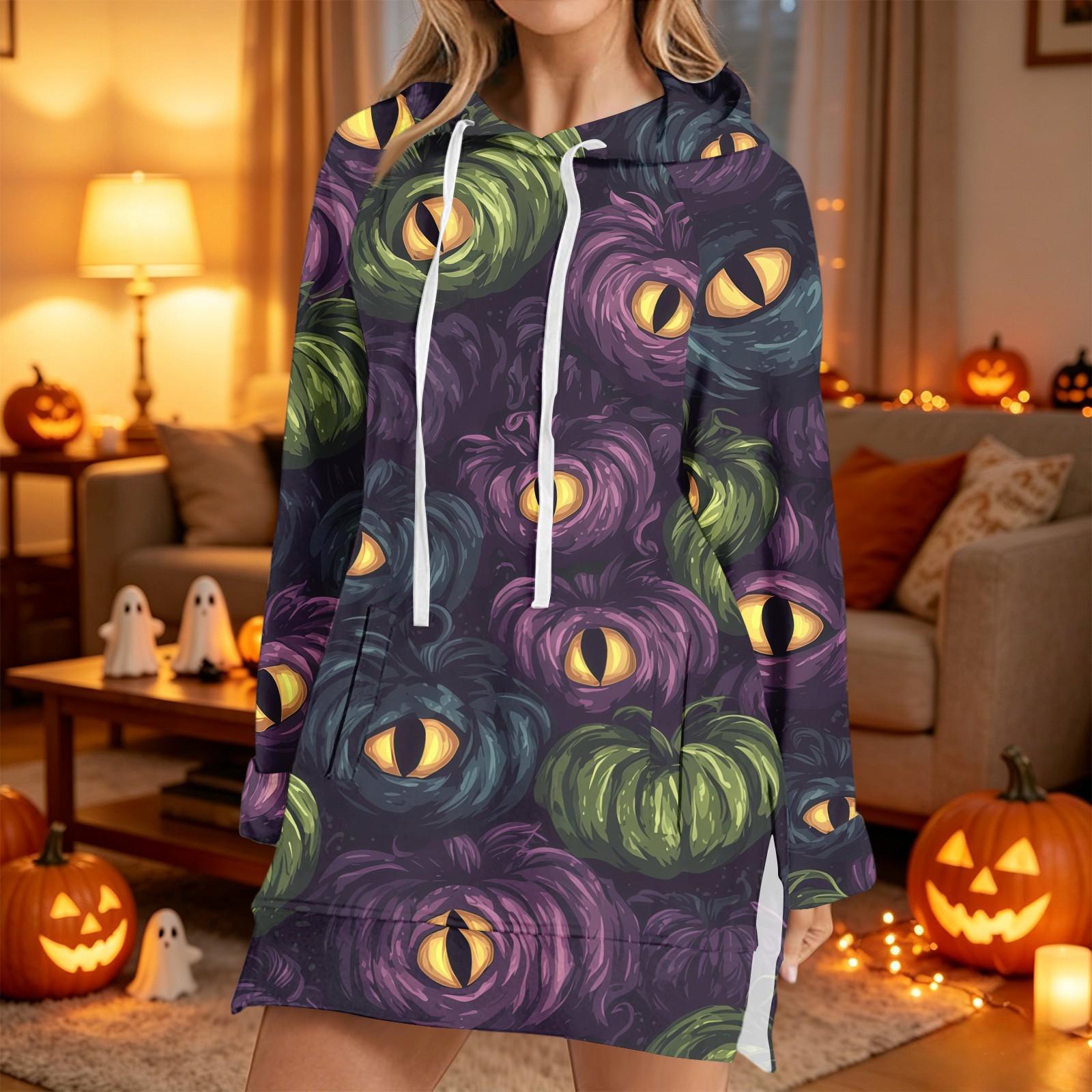 Women s Halloween Printed Long Sleeve Hoodie Casual Fashion Pullover Top XL