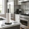 Modern Premium Stainless Steel Free Standing Paper Towel Holder with Stable Black Base Kitchen Roll Holder