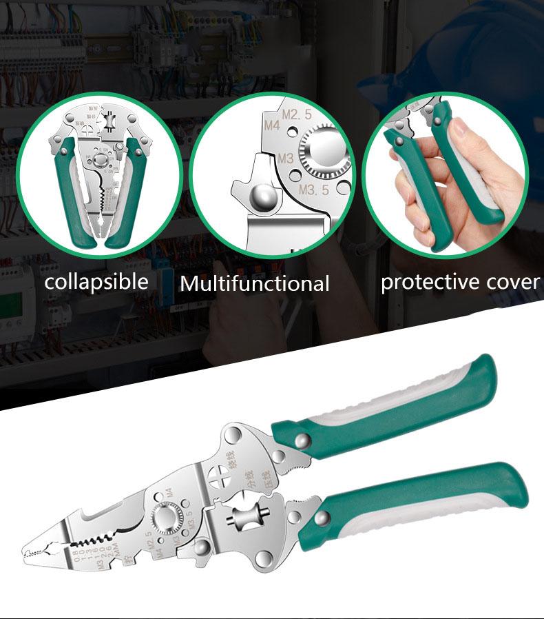 21-in-1 Collapsible Wire Stripping Pliers for Strip Wires, Cutting Wire, Pressing Wire Etc. Electricians Wire Stripping Pliers Household Pliers