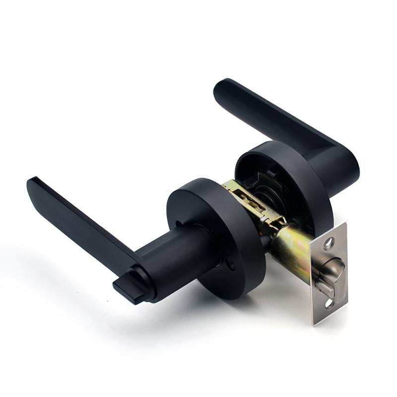 Black Door Handle Door Handle Lock Square Channel Privacy Mask Interior Bedroom Room Bathroom Three-Bar Spherical Lock Home Lock