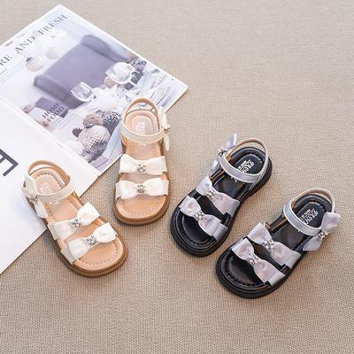 Girls' Bowknot Sandals Summer New Style Princess Shoes for Girls, Soft Sole Open-Toe Beach Shoes for Older Children
