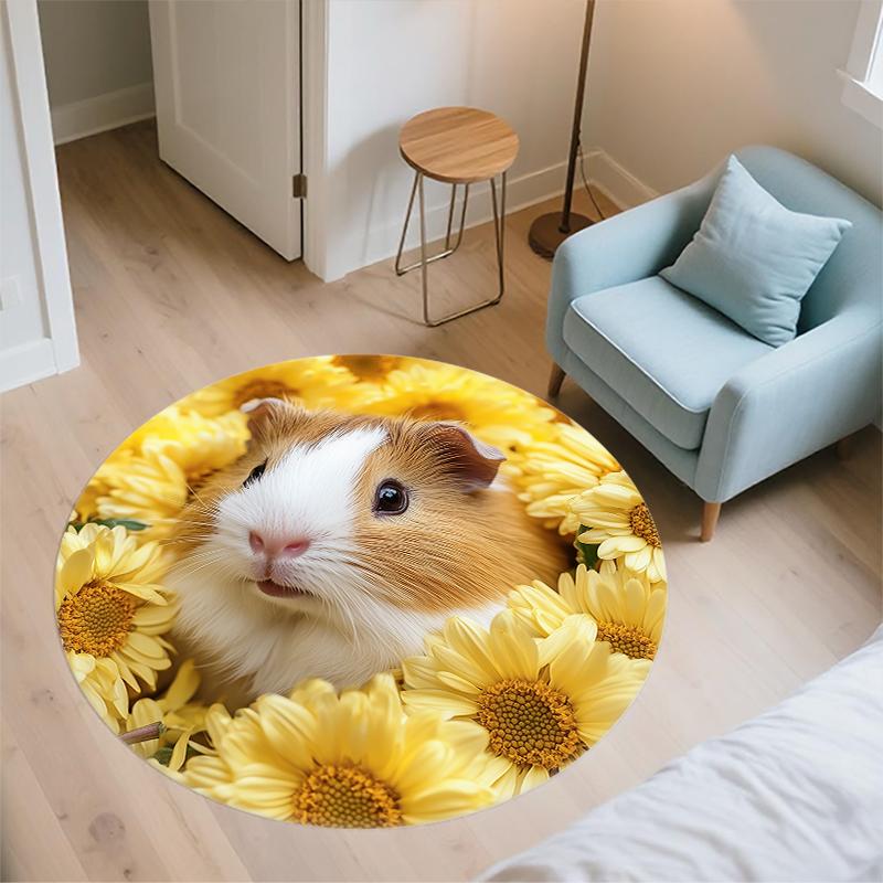 Sunflower pattern round rug,Carpet Rug for Living Room Bedroom Sofa Playroom Decor,Non-slip Floor Mat,Holiday Gifts and Birthday Gifts.