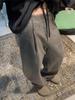 Women's 2025 Winter Gray Wool Wide-Leg High-Waist Relaxed Pants Plus Size