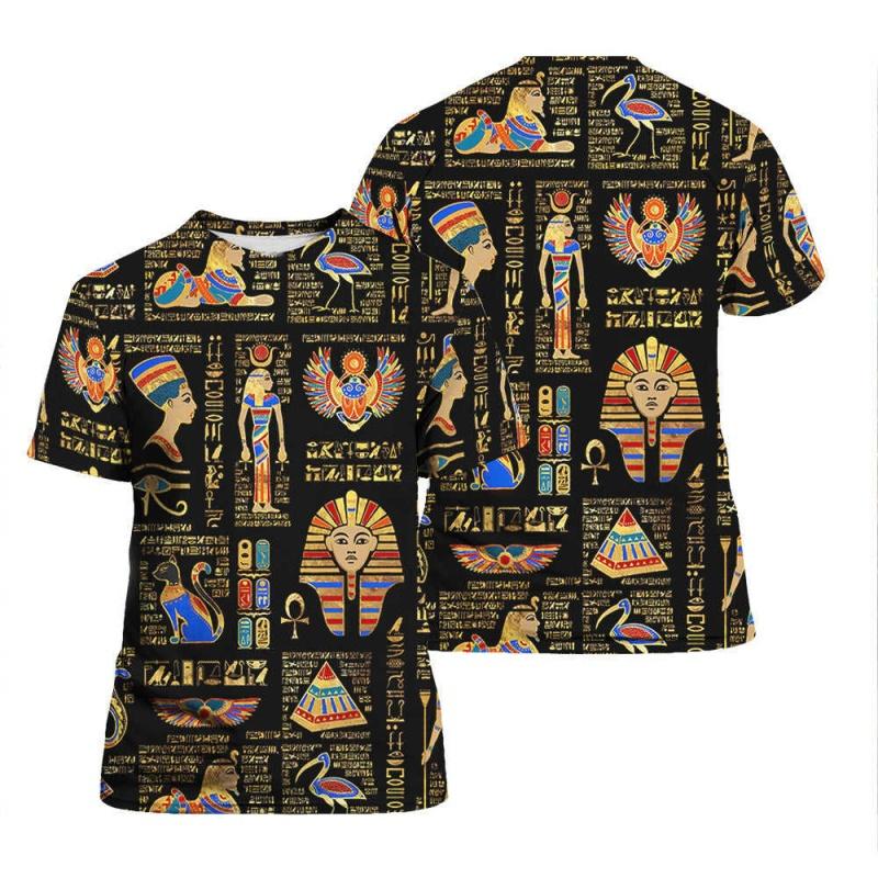 Pharaoh Anubis Pattern T-Shirt For Men Ancient Egypt 3D Printed Tees Summer Casual Loose