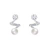 Super Sparkling Zircon Star Pearl Earrings Retro French Exquisite Light Luxury Full Of Diamonds Geometric Lines Pentagram Earrings