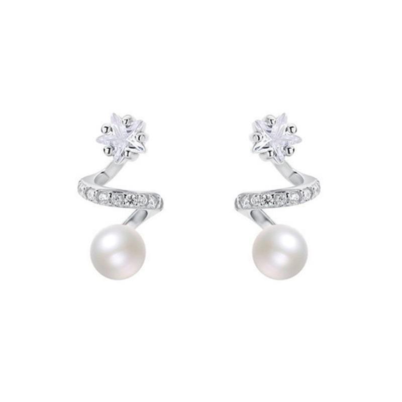 Super Sparkling Zircon Star Pearl Earrings Retro French Exquisite Light Luxury Full Of Diamonds Geometric Lines Pentagram Earrings