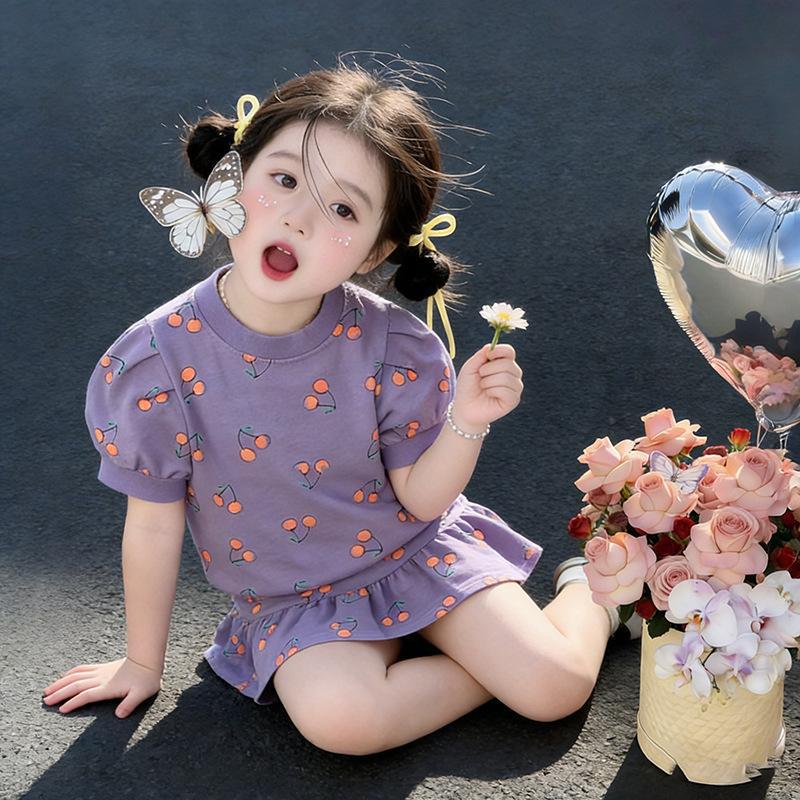 Infant Girl Summer Two-Piece Set: Cute Short Sleeve Top & Skirt