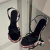 Satynowe Szpilki Fashionable High Heels Color Block z Jednym Paskiem 2026 Nowe Letnie Seksowne Sandały Temperamentne Wszechstronne