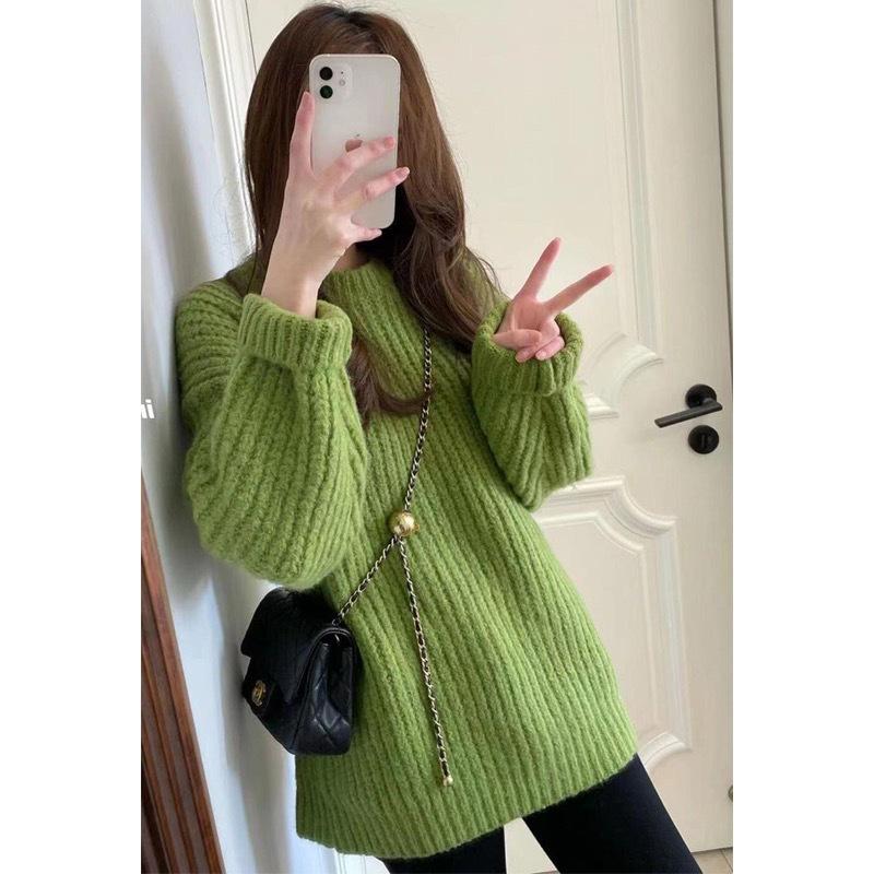 Růžový kašmírový pulovr v korejském stylu: Dámský podzimní/zimní svetr volného střihu