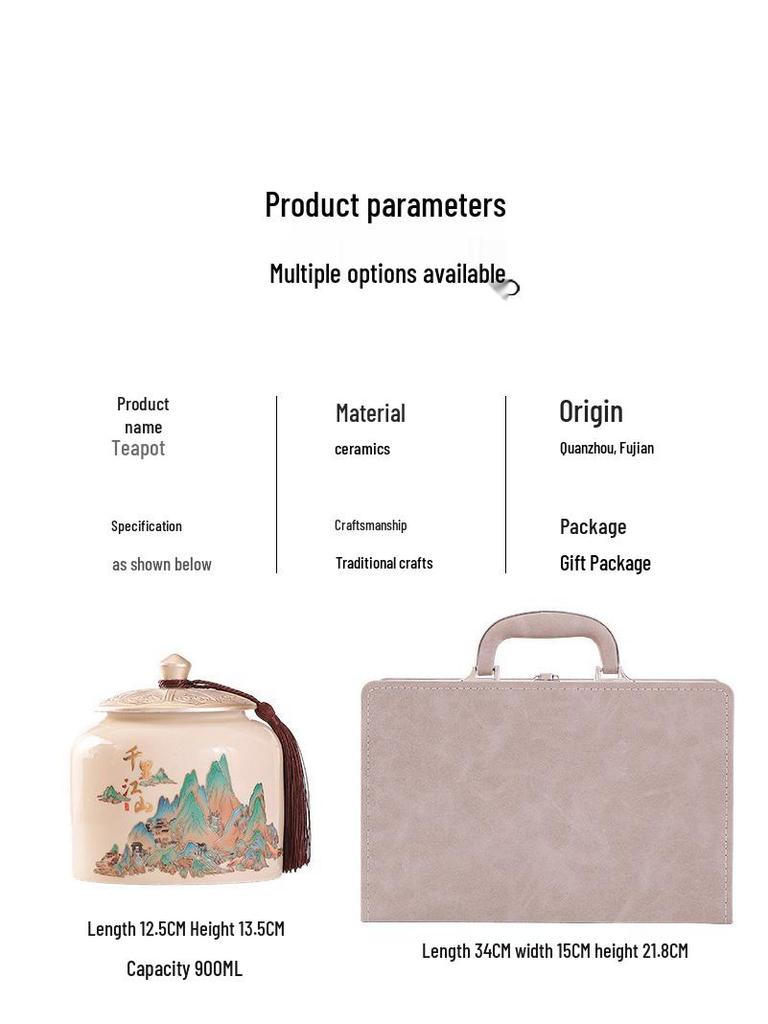 Retro Ceramic Tea Caddy with Sealing Lid - Half-Jin Capacity for Green, White, Black Tea - Gift Box Included