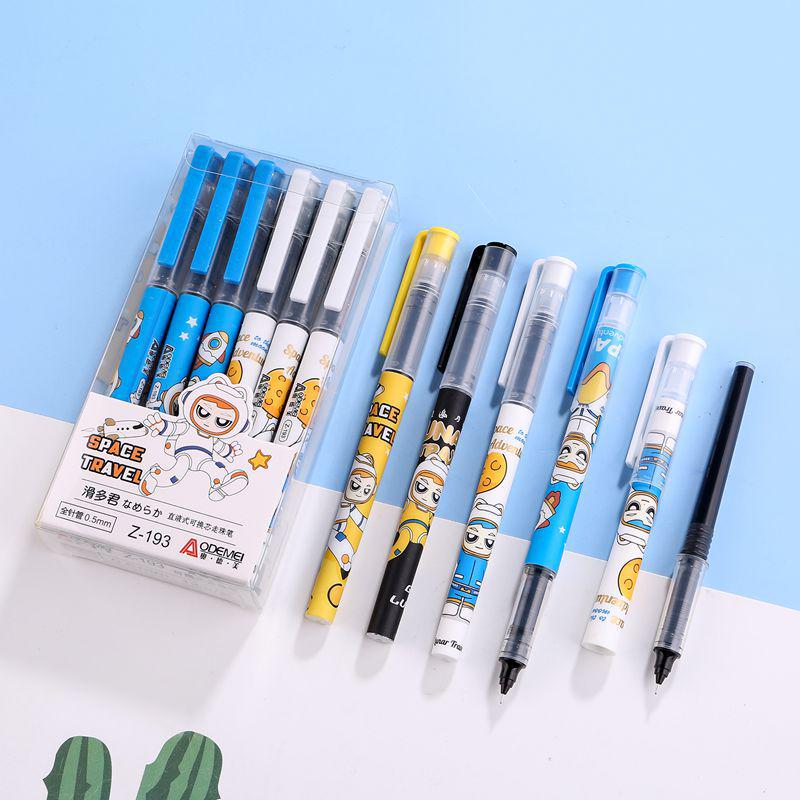 

Refillable 0.5mm Needle Tip Rollerball Pen with Large Capacity & Anime Cartoon Design 12 pens per box