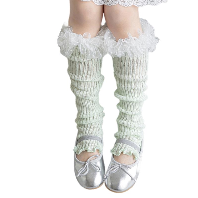 Breathable Cotton Lace Socks for Kids Age 3-13 Years Soft & Comfortable Elastic Leg Warmer with Dot Tulle