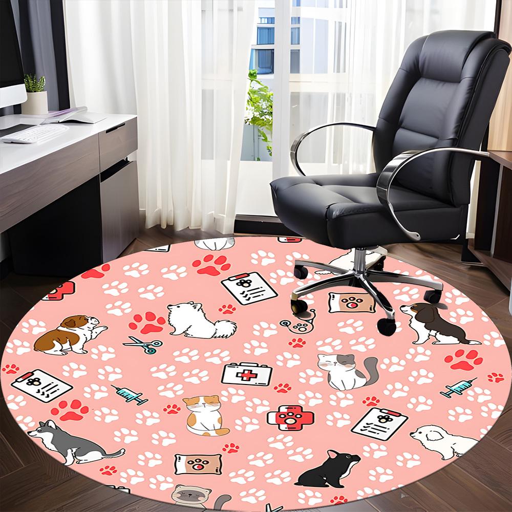 1pc Pet Vet Office Round Area Rug,  Mat Suitable ForOffice, Under Office Chairs Bedroom Living Room Home Decor, Room Deco
