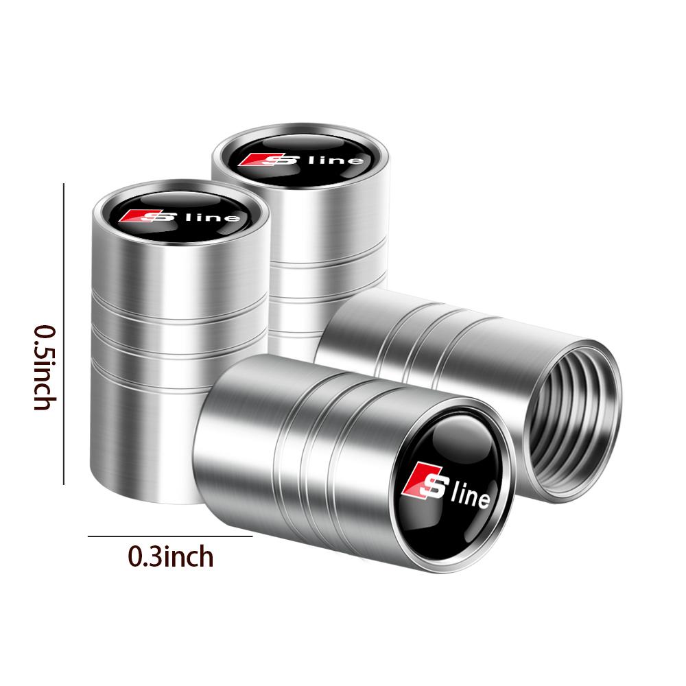 4Pcs Metal Badges Car Tire Valve Stem Cap Covers Accessories For Audi Quattro A3 A4 A6 A5 Q5 Q7 Q3 TT RS3 S3 S4 RS6 S5 S6 Sline