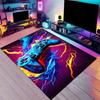 2D Blue Game Controller Flame Lightning Rug for Gamer Room Living Room Kids Bedroom Decor Non Slip Carpet Perfect Gift for Gamer