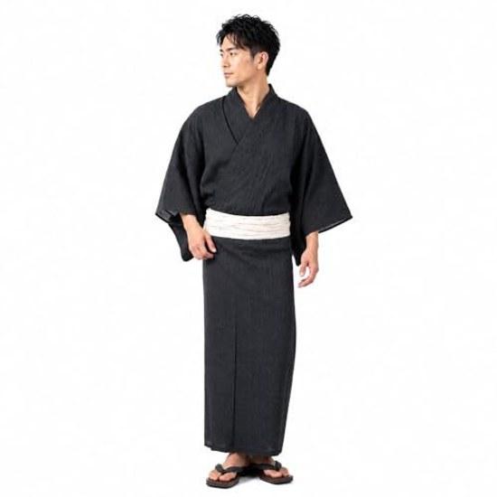 SAKIKU-EN Ready-to-wear mens yukata 4-piece set assorted patterns finished geta obi waist cord easy convenient gentlemen male festival event