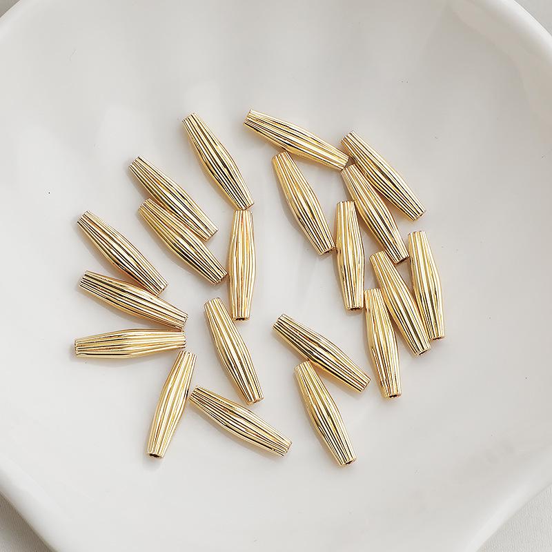 14K Gold Filled Striped Tube Beads for DIY Jewelry Necklace Bracelet Making