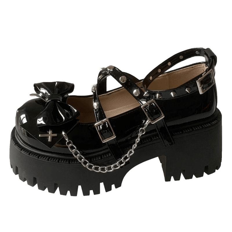 Sweet and cool babes, single shoes women's spring and autumn new punk dark subculture yk platform small leather shoes