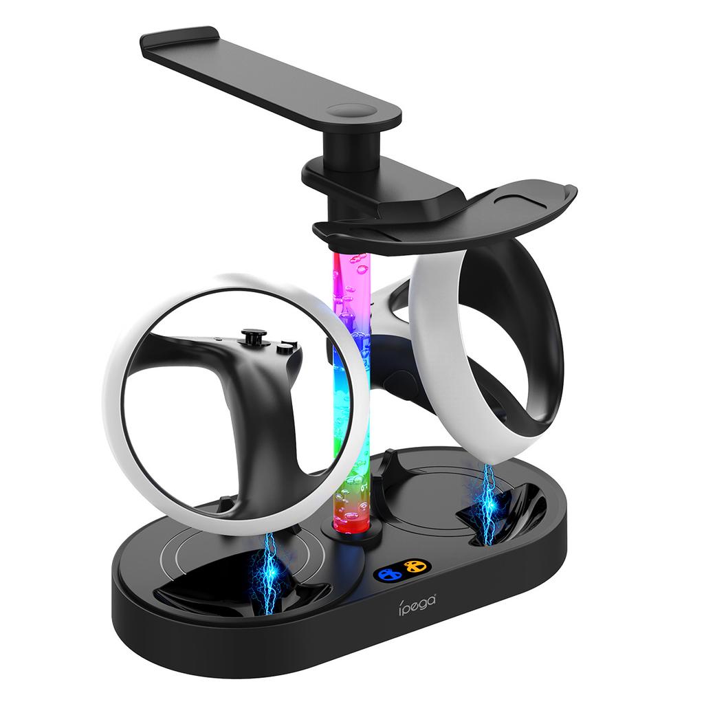 PS5 VR2 Magnetic Charging Dock, PS VR2 Headset & Controller Storage Stand with RGB Lighting, USB Charging Station