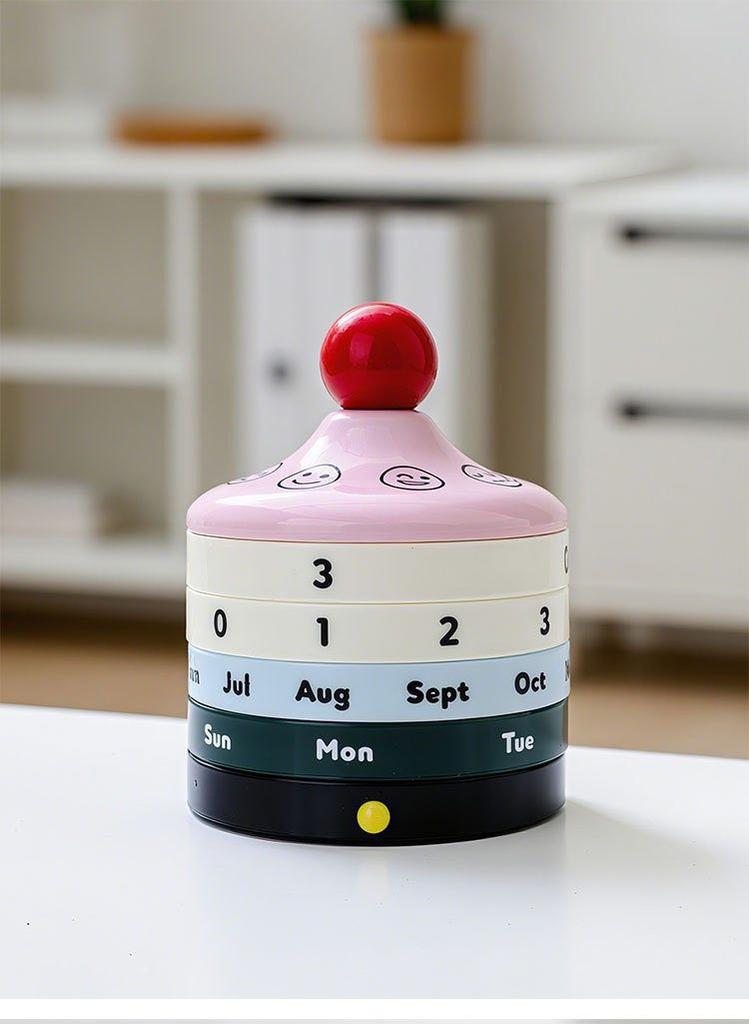 Colorful Rotating Calendar Box Resin Box Ceramic Top Ball Ornament Office Mood Study Instagram Desktop Decoration