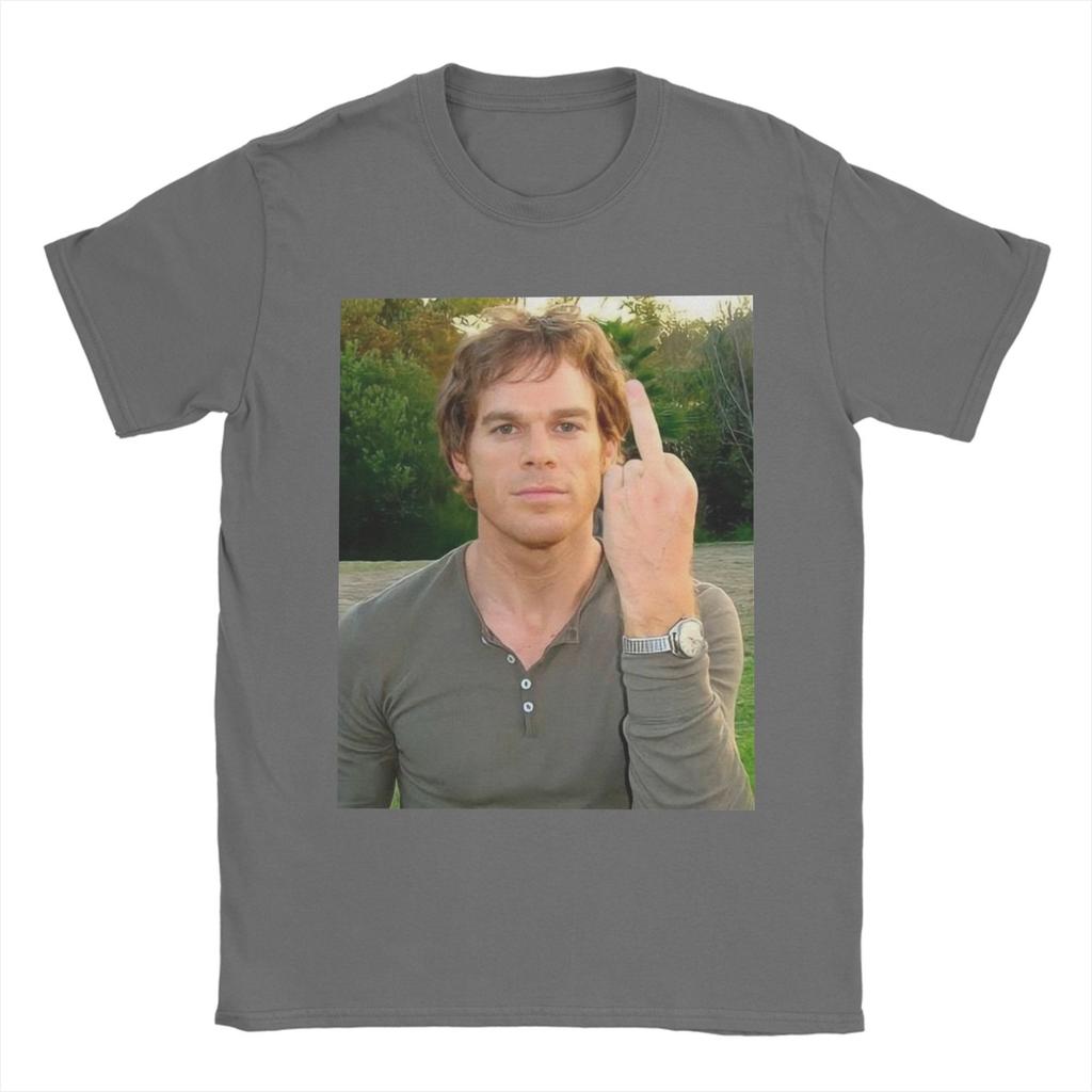 Pánské tričko Dexter Morgan ukazuje prostředníček Novinka Bavlněná trička Krátký rukáv Trička Kulatý výstřih Topy Nadměrná velikost