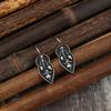 Vintage Silver Color Flower Leaf Dangle Earrings Metal Carving Earrings for Women