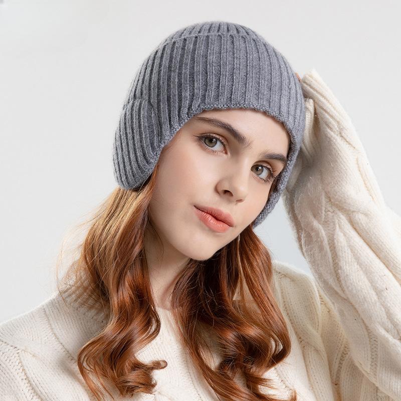 Winter Outdoors Warm Hat Men's and Women's Same Style Thickened Knitting Woolen Cap Cold Protection Earflaps Sleeve Cap