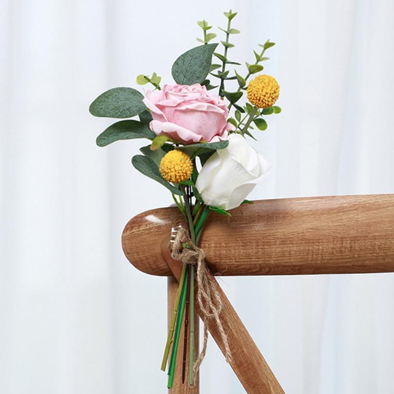 Silk Roses Artificial Bouquets Flower Arrangements Eucalyptus Leaves Wedding Bouquets Table Centerpieces Faux Greenery Stems for Vases Home Decoration