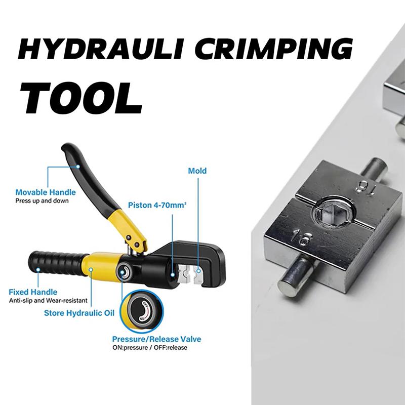 4-70mm² Hydraulic Crimping Pliers YQK-70 Pressure 8T Home Hydraulic Tools Hydraulic Pliers DIY Cable Terminal Crimping Pliers