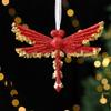 Gold Sequin Christmas Tree Pendant Butterfly Knot Girl Xmas Tree Pendant Dragonfly Ice Bar Christmas Decorations