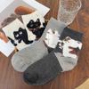 1/4Pairs Casual Women's Socks Cute Cartoon Cat Floor Socks Trendy Loose Socks  Autumn Winter