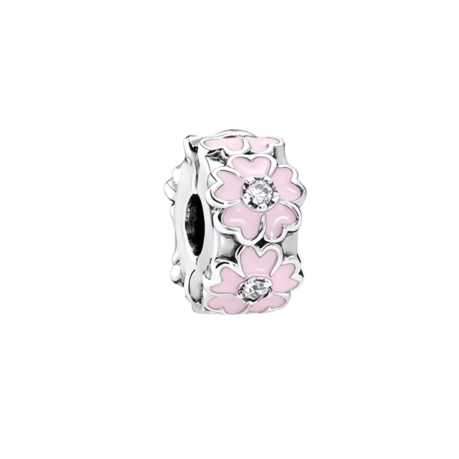 Pink Flowers Series Charm Beads Daisy Flower Clip Cherry Blossom Rose In Bloom Fit Original Bracelets Diy Jewelry Gifts