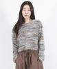 Deumakeu Rainbow Stripe Crop Long Sleeve Knit - Beige