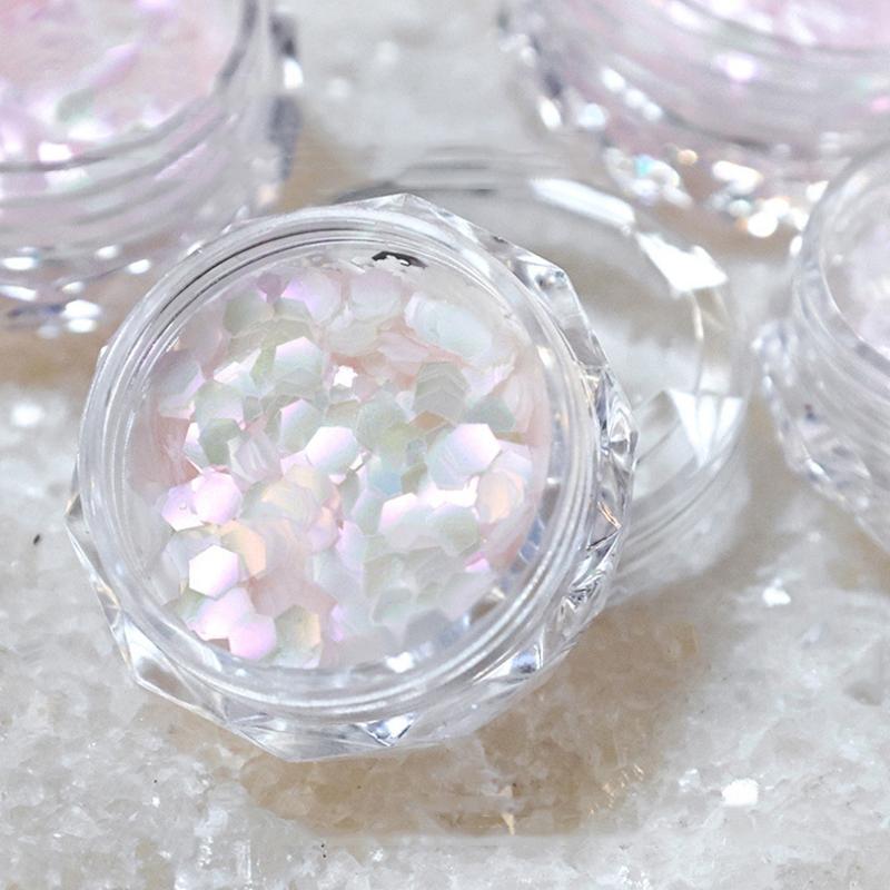 1 eske Blandede former Glimmer Neglepaljetter Polish Fin Glans Sommerfugl Stjerne 3D Dekaler For Negle Skinnende Dekorasjoner Rosa