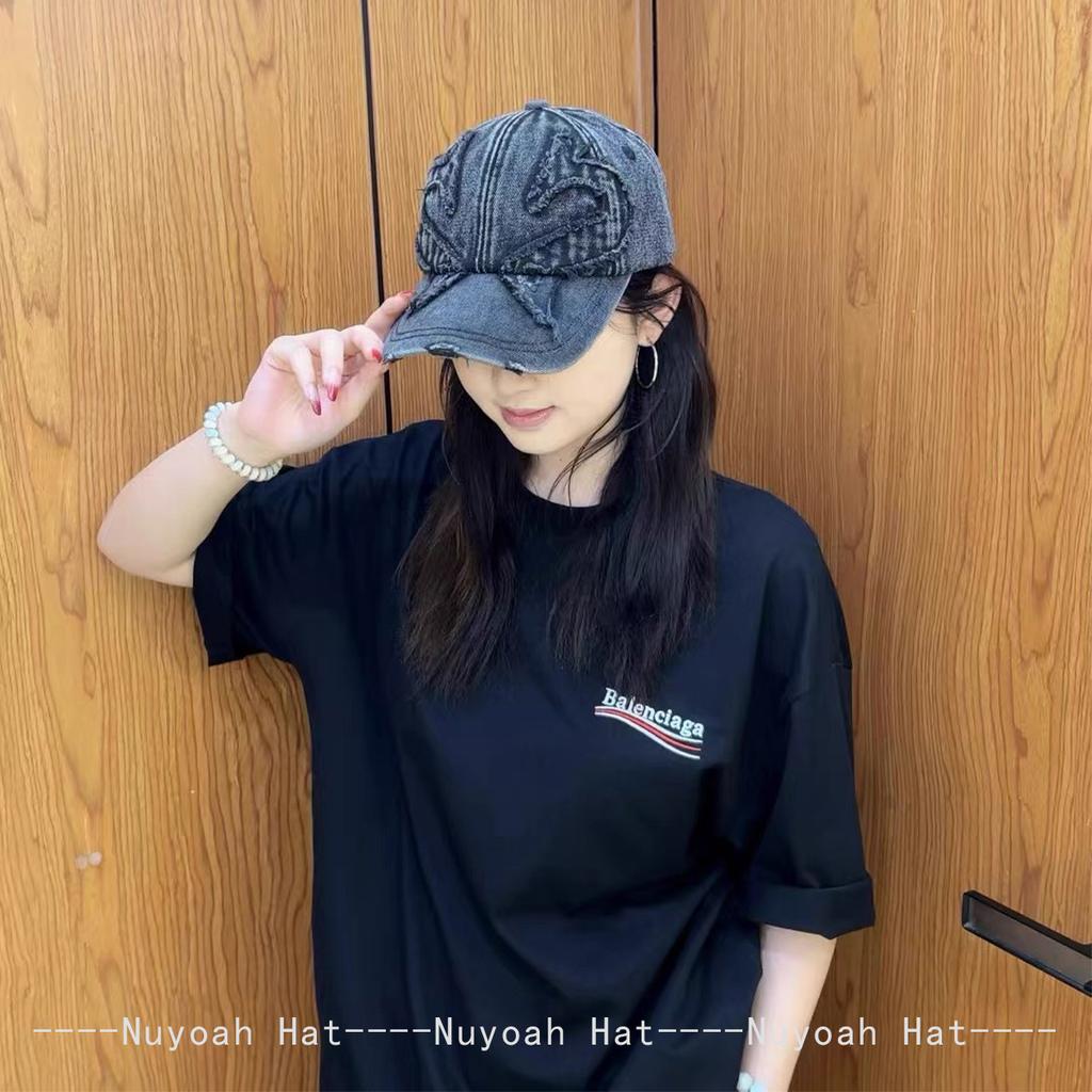 And Women Personalized Embroidered Wing Double-Edged Blade Baseball Caps Sun Protection Distressed All-Match Street Style Peaked Hats Fashion