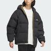 Adidas Reversible Down Jacket With Letter Logo Print and Hood Men Outerwear Black IV7569
