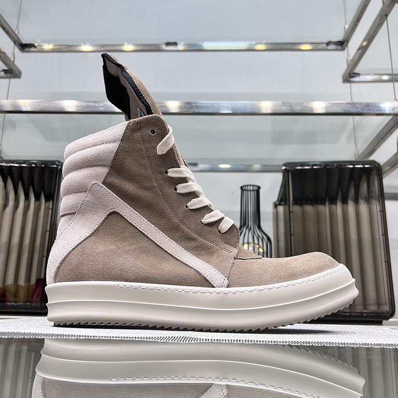 Ro Buty Męskie Skóra Nowe Ziemisty Szary Zamsz Bydlęcy Sznurowane Zamek Gruba Podeszwa Luksusowe Geo Damskie Uliczne Hip-hop Codzienne Płaskie Buty