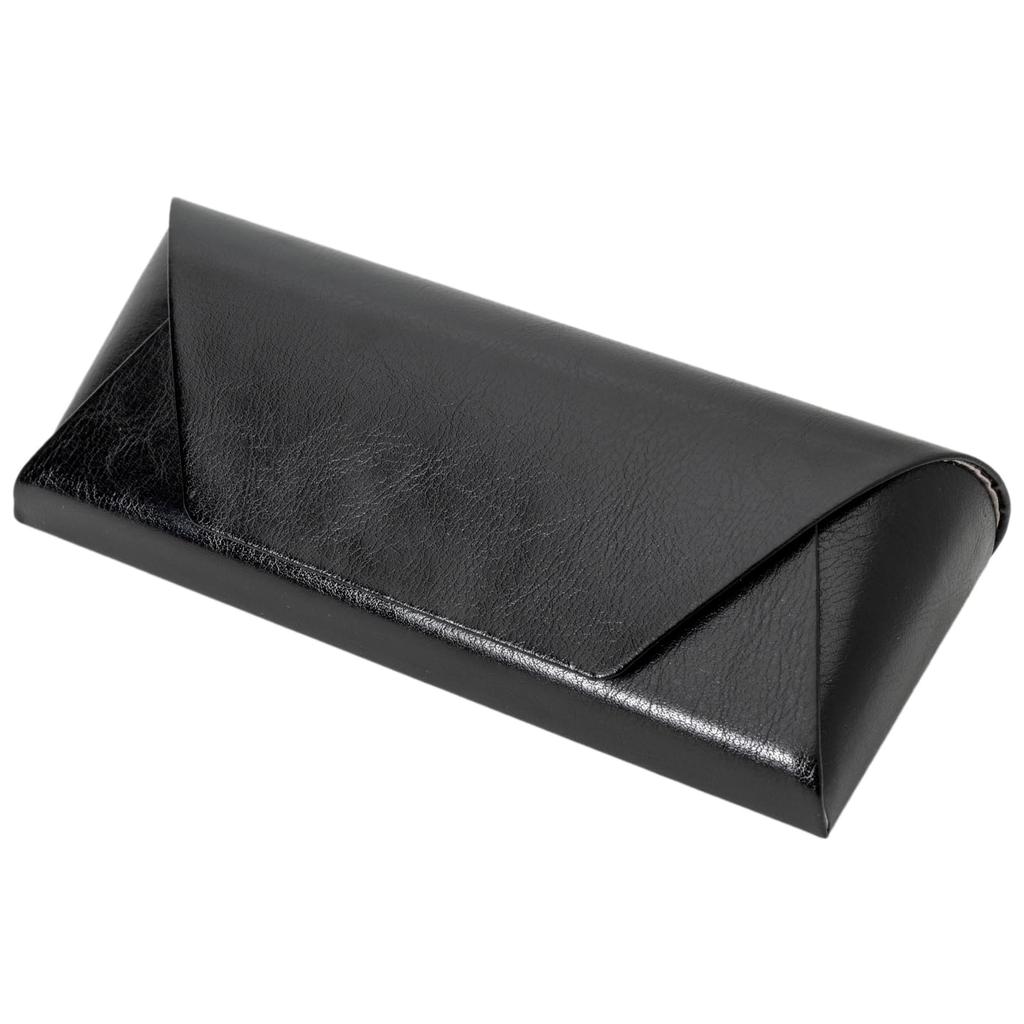 Pearl Eyeglasses Case HFD-19 Genuine Leather Black Semi-Hard Magnetic Closure