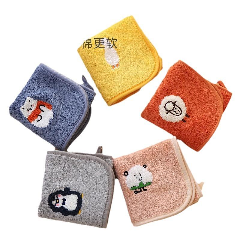 Cotton Baby Bath Towel Cute Coral Velvet Absorbent Face Hand Towel Kids Wipe Washcloth Newborn Infant Kids Shower Towel 25*50cm